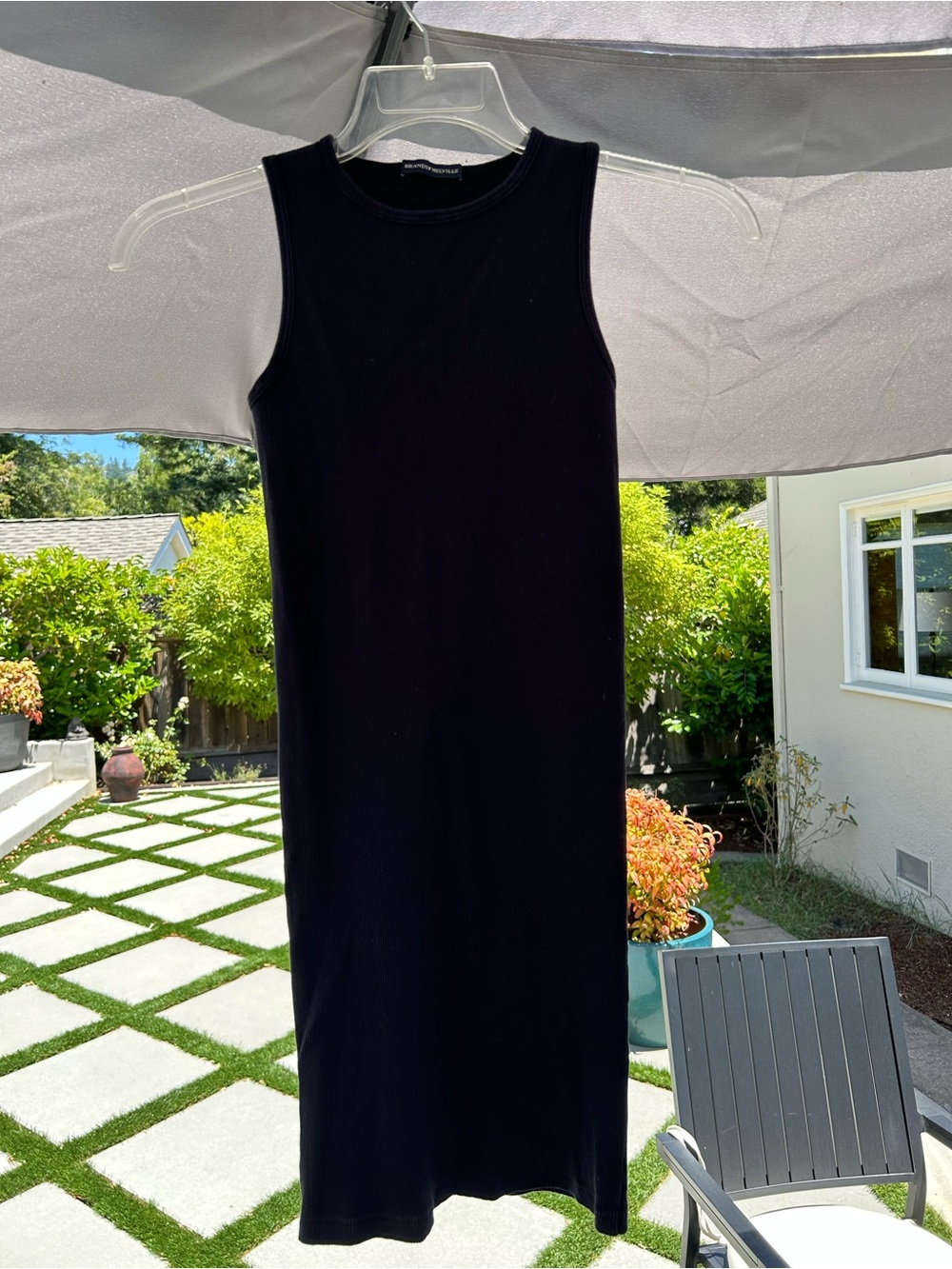 Brandy Melville Blue Ribbed Sleeveless Midi Dress